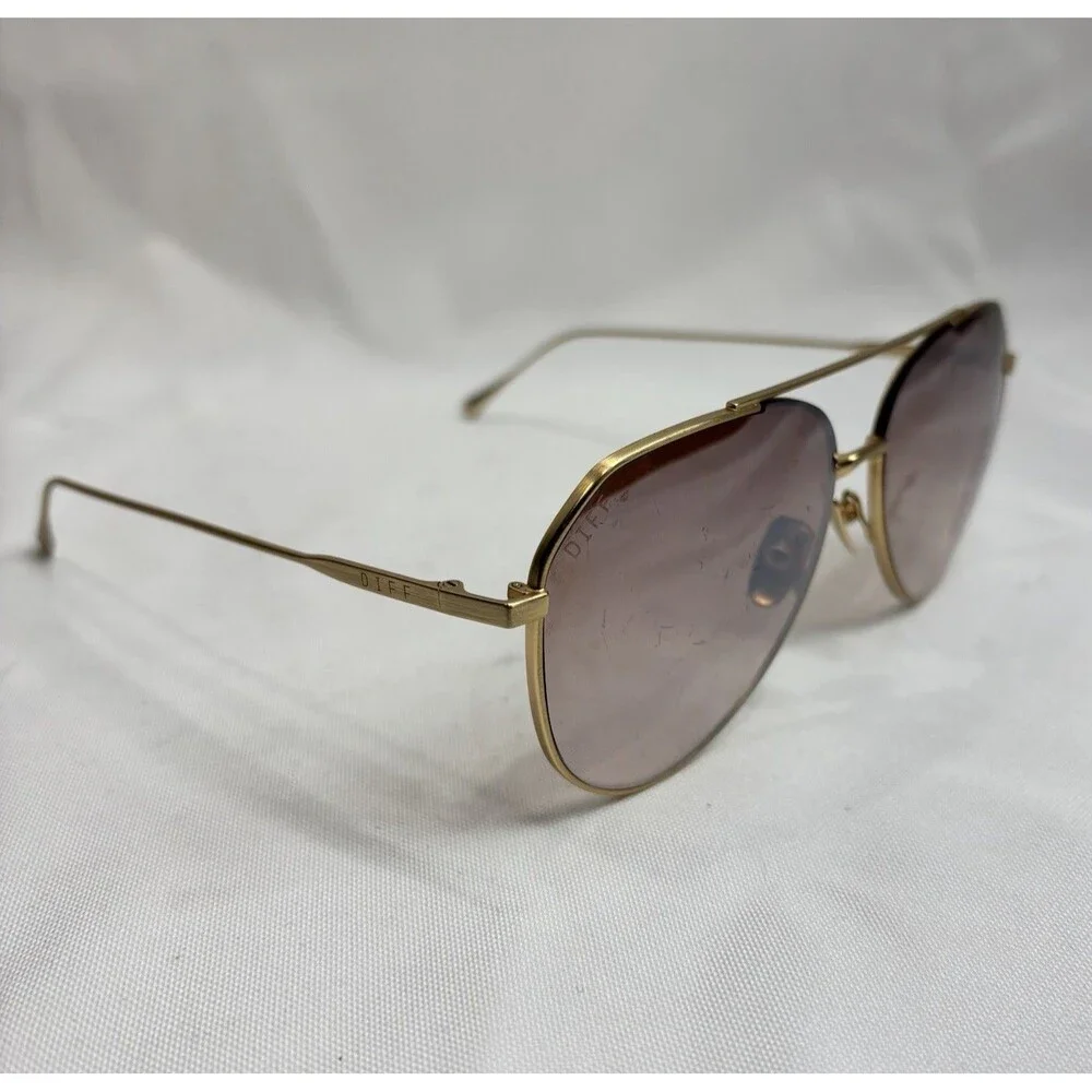 DIFF Eyewear Sunglasses Aviator Gold Frame Gradient Brown Lens Unisex